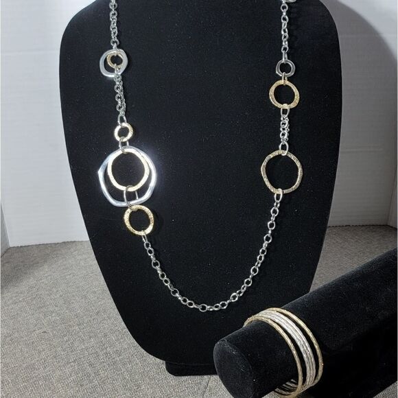 Premier Designs necklace & bracelet mixed metals - Picture 1 of 15